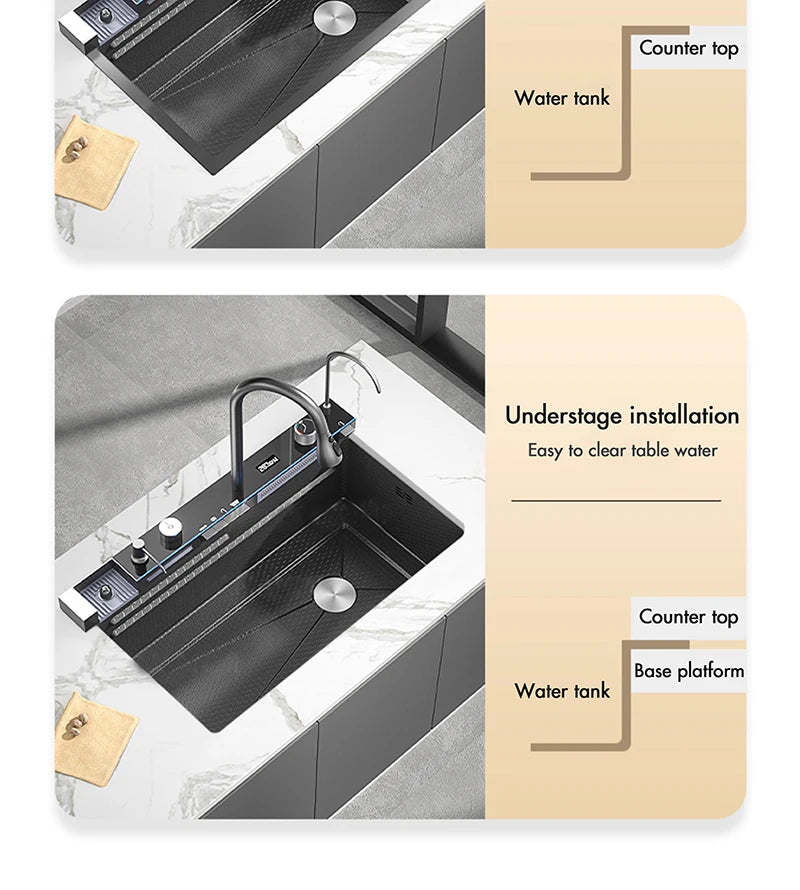 304 Stainless Steel Waterfall Sink Set