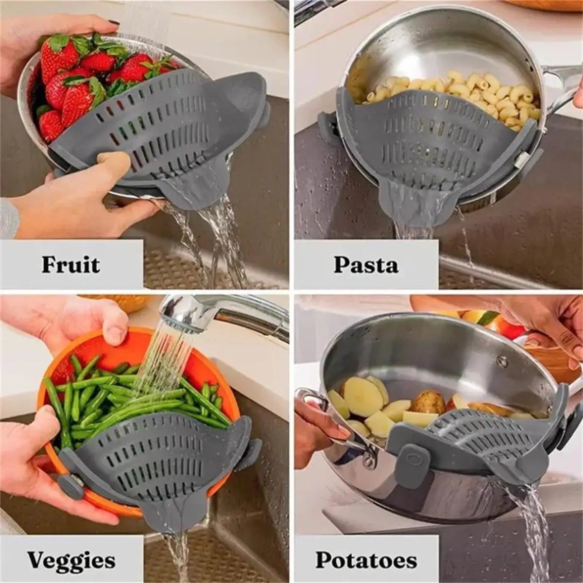 Adjustable Clip-On Silicone Strainer