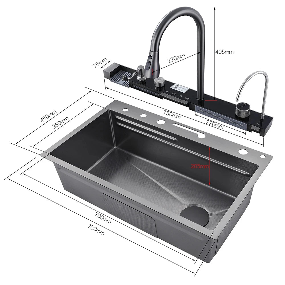304 Stainless Steel Waterfall Sink Set